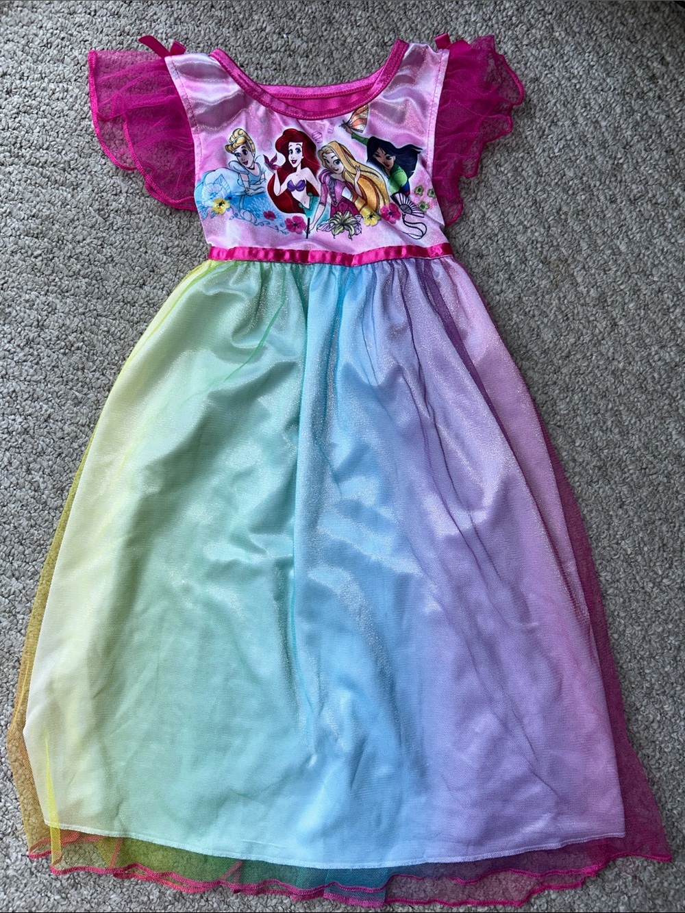 Disney Princess Bright Pink Dress with Colorful Accents